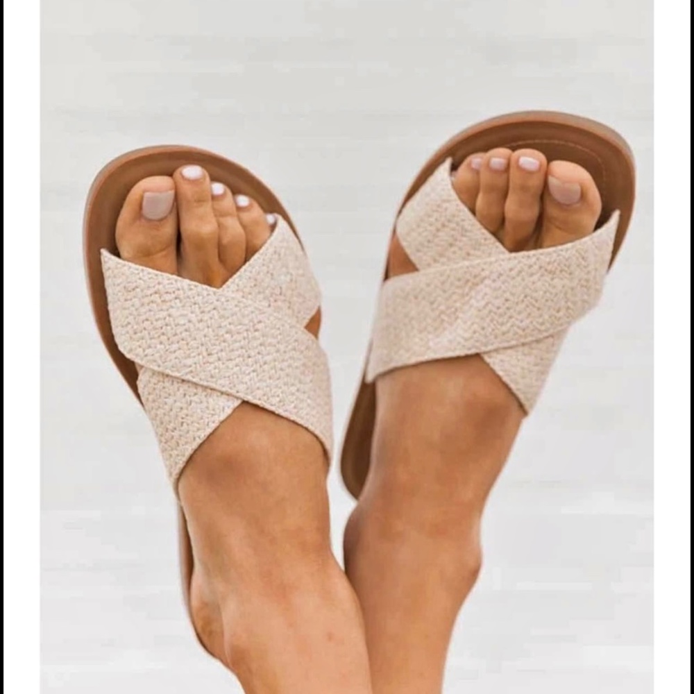 Joelle Raffia Criss Cross Sandals from Pink Lily